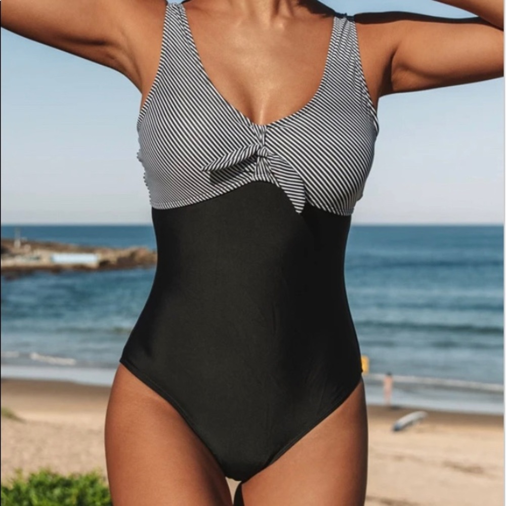 NWT Beachsissi Striped One Piece Swim Suit